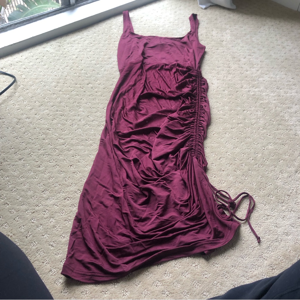 Free People Burgundy Ruched Tank Dress